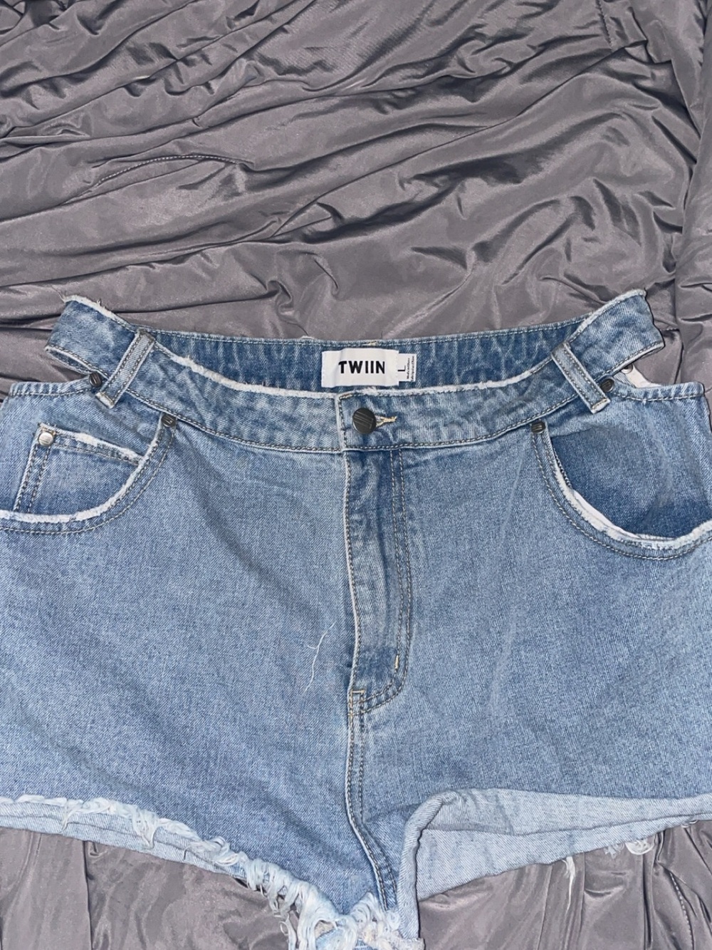 Twiin Light Blue Denim Cutoff Shorts